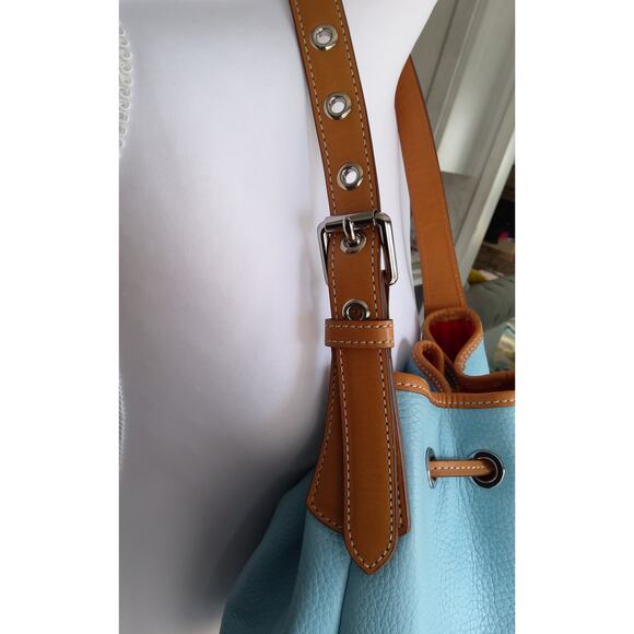 Dooney & Bourke Pebble grain drawstring bag Italian leather Caribbean Blue, Chic - Picture 6 of 11